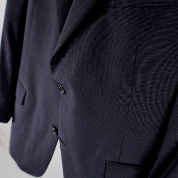 Hart Schaffner Marx 42R Wool Gray Check Suit 39/31 2 Piece 2 Button High Rise Pl - Picture 6 of 16